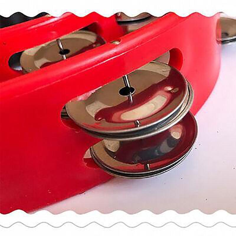 Double Half Moon Tambourine Handheld Musical Percussion Instrument Bell Drum - Blue
