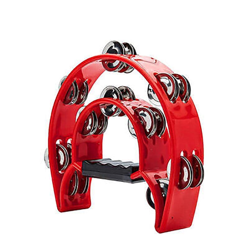 Double Half Moon Tambourine Handheld Musical Percussion Instrument Bell Drum - Blue