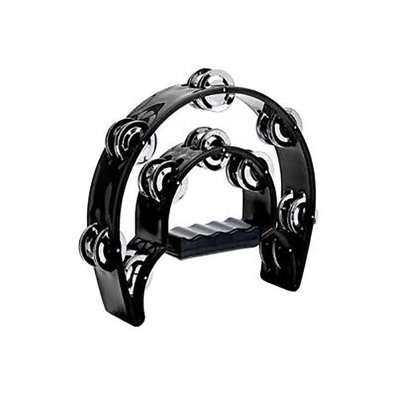 Double Half Moon Tambourine Handheld Musical Percussion Instrument Bell Drum - White