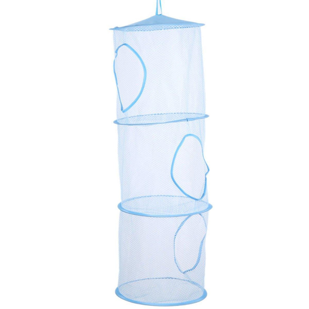 Foldable Clothes Drying Basket Three-layer Hanging Storage Breathable Organizer - Red