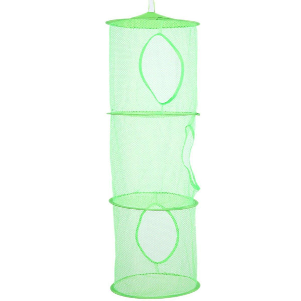 Foldable Clothes Drying Basket Three-layer Hanging Storage Breathable Organizer - Red