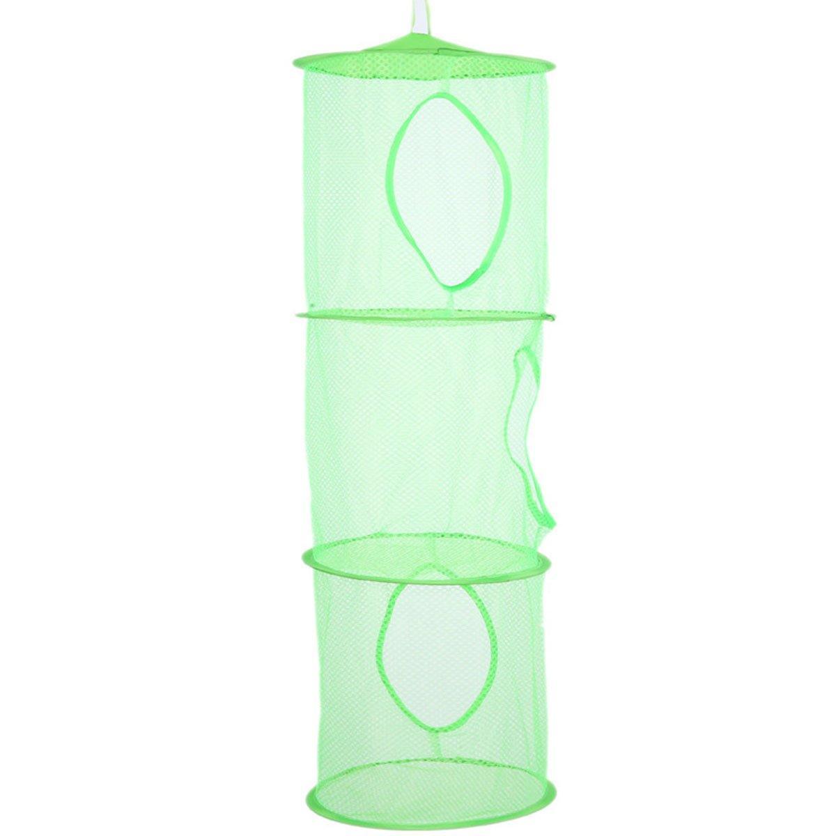 Foldable Clothes Drying Basket Three-layer Hanging Storage Breathable Organizer - Red
