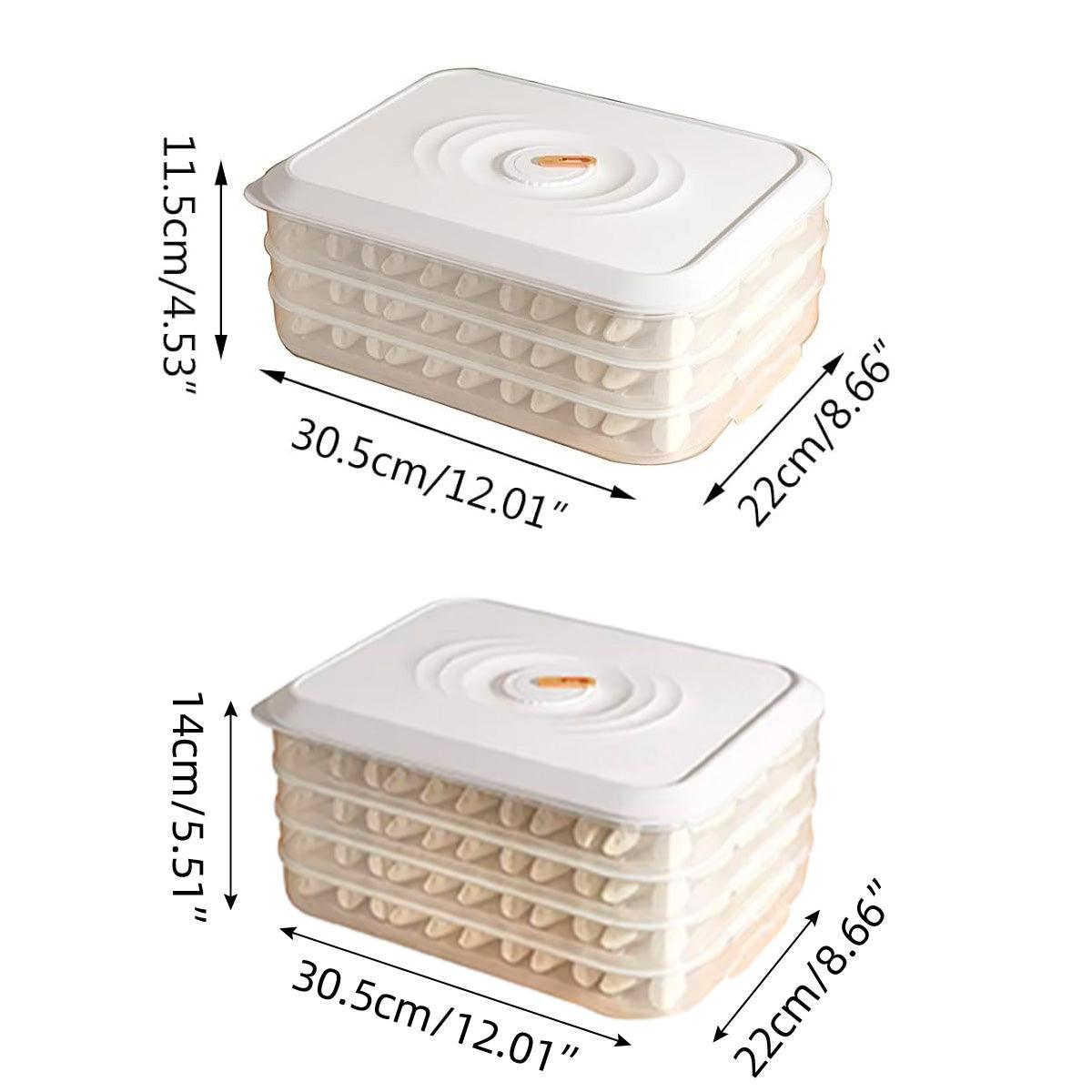 3/4 Layer Large Capacity Dumpling Box Sealed Fresh Wonton Storage Container - White-3 Layer