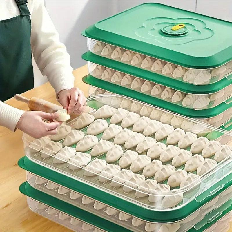 3/4 Layer Large Capacity Dumpling Box Sealed Fresh Wonton Storage Container - White-3 Layer