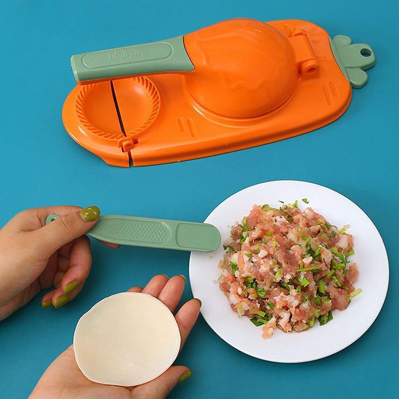 2in1 Dumpling Skin Chapati Maker Press Machine Wrapper Mould Handle Tools Pastry - Orange Red