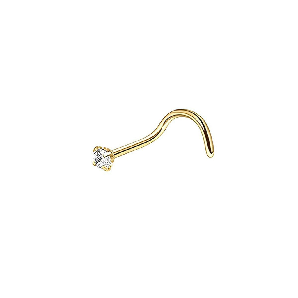 Stainless Steel Nosepiece with Gold Nose Stud Stylish Piercing Jewellery Women - L-Shaped Rod-2mm