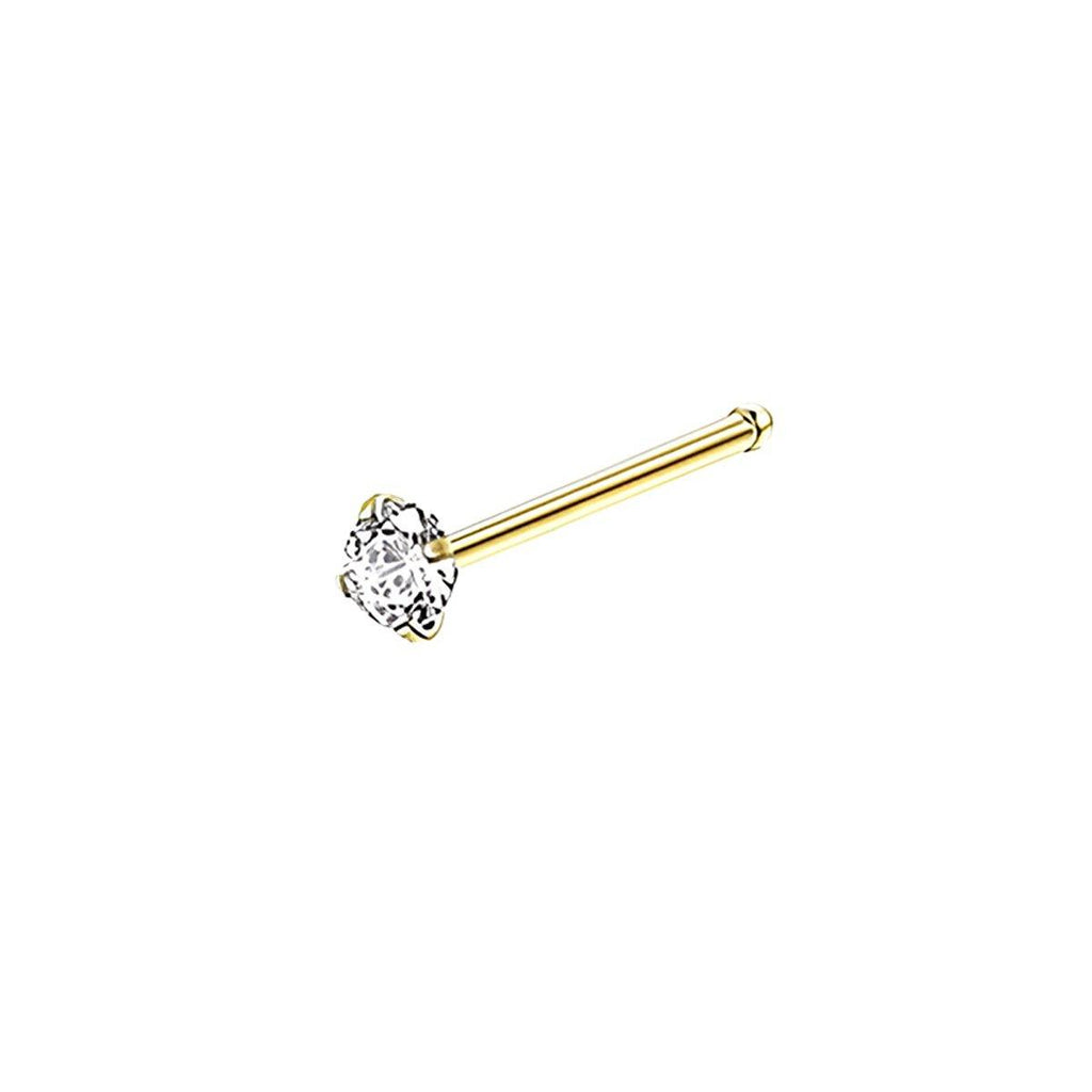Stainless Steel Nosepiece with Gold Nose Stud Stylish Piercing Jewellery Women - S-Shaped Rod-2.5mm