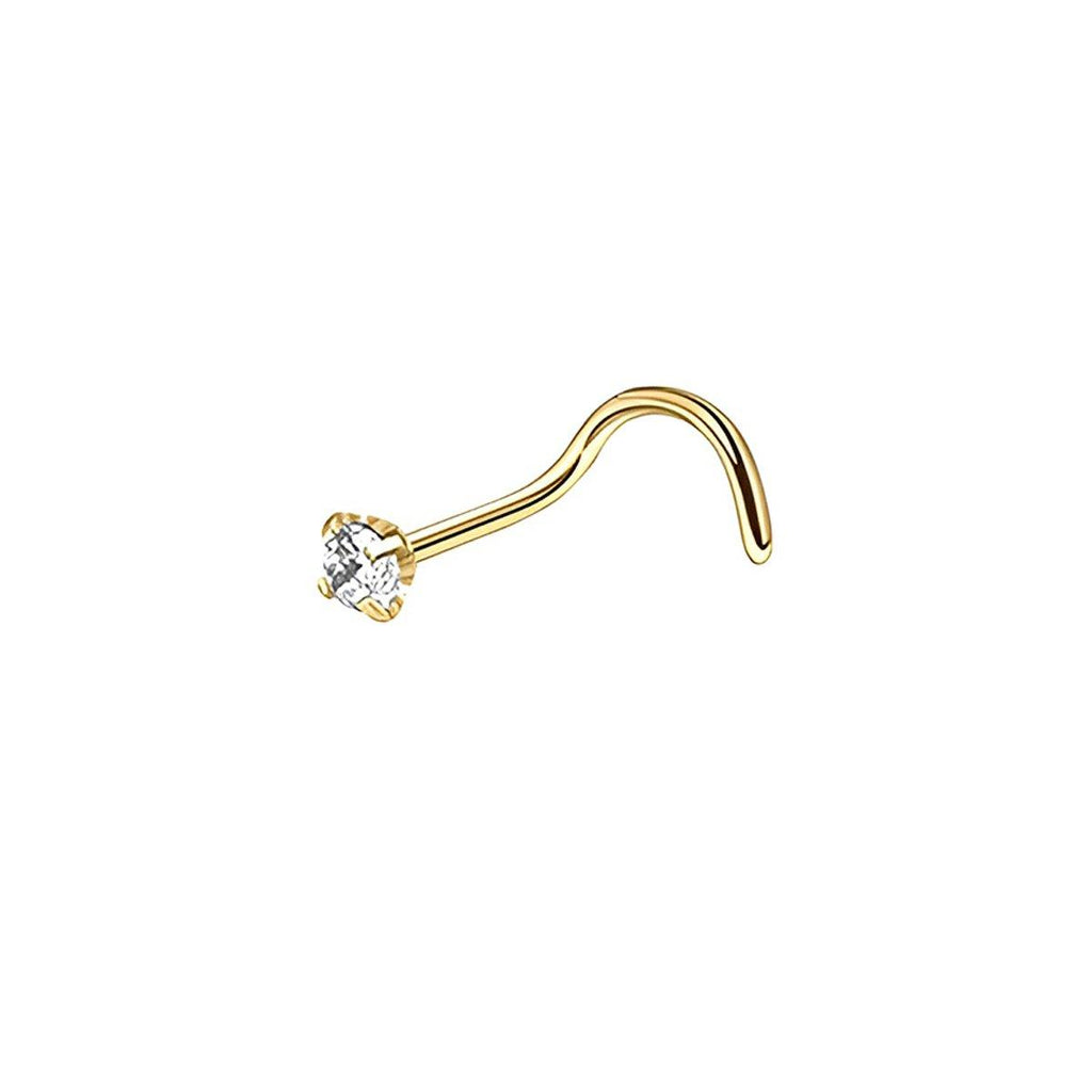 Stainless Steel Nosepiece with Gold Nose Stud Stylish Piercing Jewellery Women - Straight Rod-1.5mm
