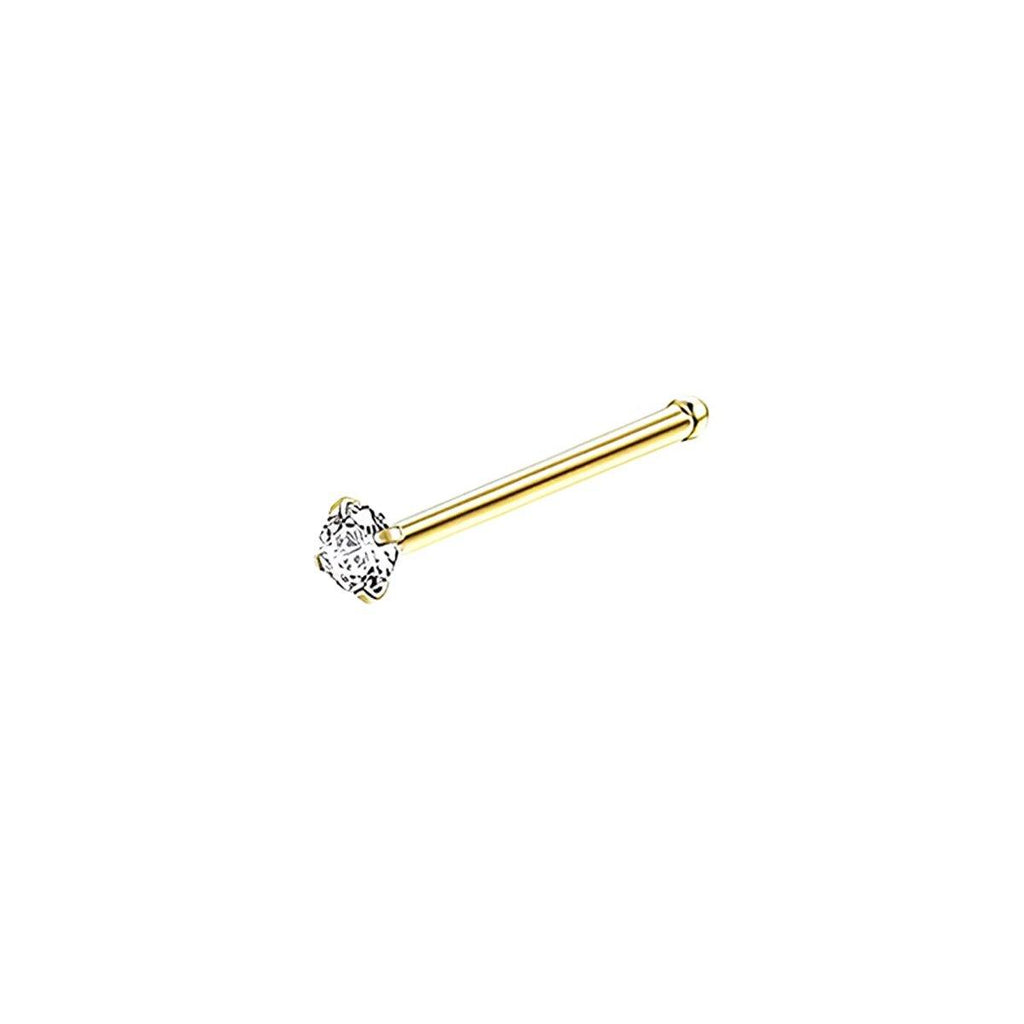 Stainless Steel Nosepiece with Gold Nose Stud Stylish Piercing Jewellery Women - Straight Rod-2mm