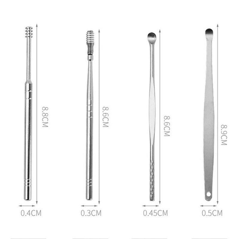 6Pcs Stainless Steel Ear Pick Curette Wax Cleaner Earpick Remover Earwax Removal - Pink