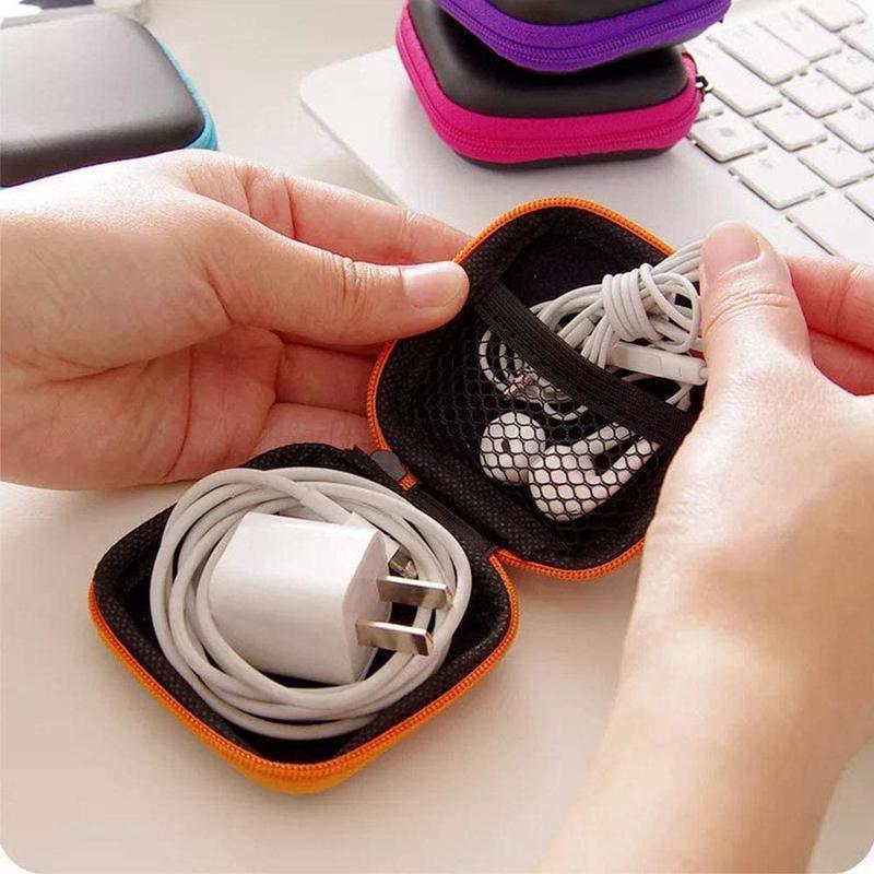 Portable Hard Case Pouch Storage Bag For Earphone Headphone Earbuds Cable - Blue