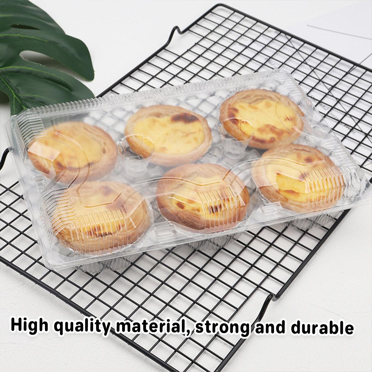 100PCS Transparent Plastic Egg Tart Box Disposable Bakery Packing Container - 9.5x18cm