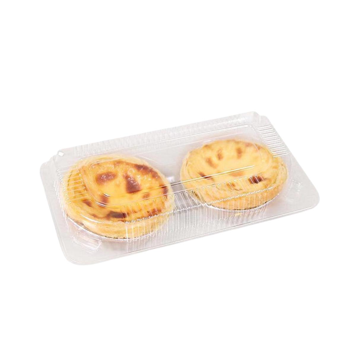 100PCS Transparent Plastic Egg Tart Box Disposable Bakery Packing Container - 9.5x18cm