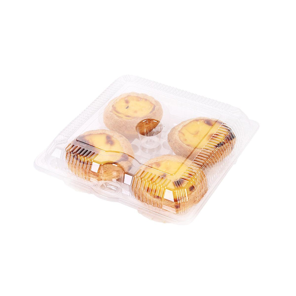 100PCS Transparent Plastic Egg Tart Box Disposable Bakery Packing Container - 17x18cm