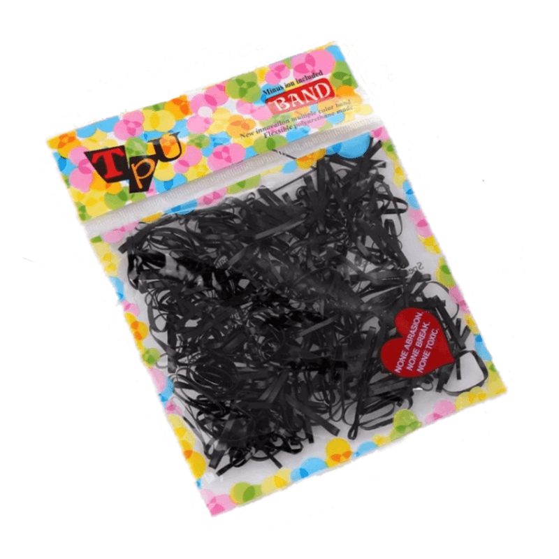400pcs Small Elastic Rubber Band Hair Ties Multi Colour Black Ponytail Holders - Pearlescent Multi-Colour