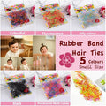 400pcs Small Elastic Rubber Band Hair Ties Multi Colour Black Ponytail Holders - Fluorescence