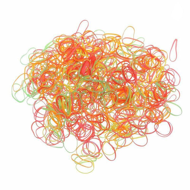 400pcs Small Elastic Rubber Band Hair Ties Multi Colour Black Ponytail Holders - Black