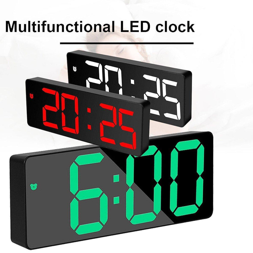 LED Digital Alarm Clock Large Display Dual Power Options Home Office Decor - White