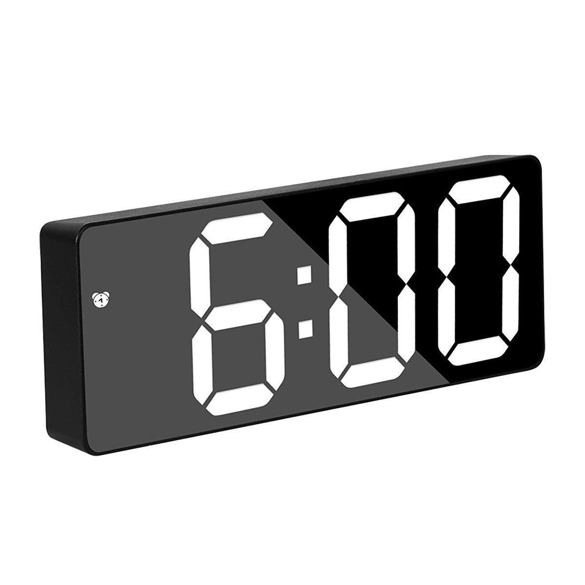 LED Digital Alarm Clock Large Display Dual Power Options Home Office Decor - White