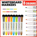 8 Colours Dry Erase Whiteboard Markers Set with Built-in Eraser Tips