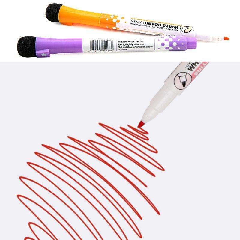 8 Colours Dry Erase Whiteboard Markers Set with Built-in Eraser Tips