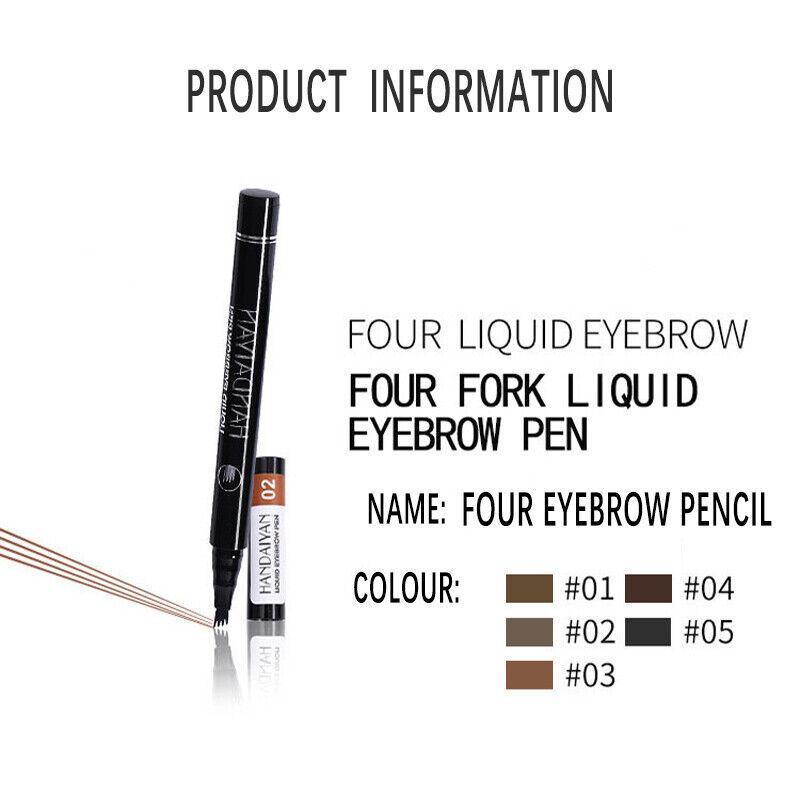 4 Tip Waterproof Microblading Eyebrow Pen for Natural Hair-Like Strokes - 1# Dark Brown