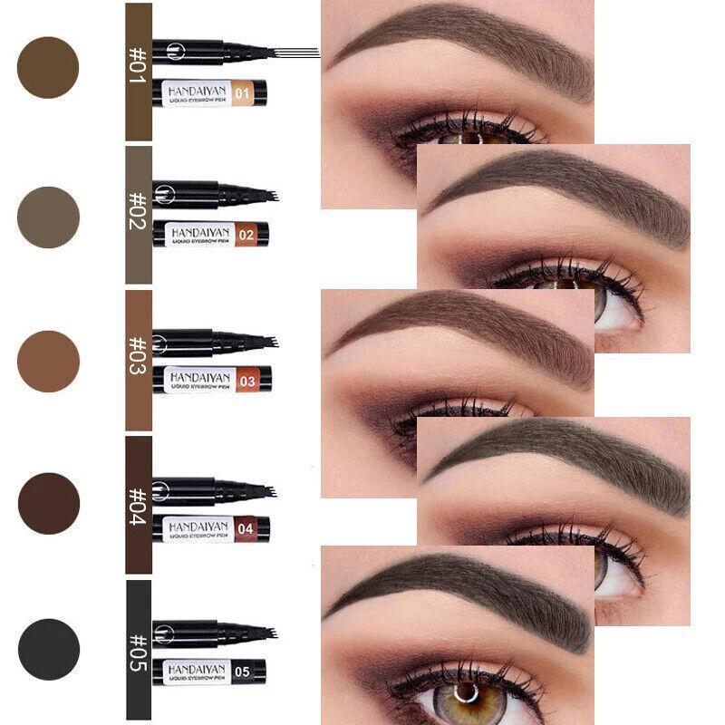 4 Tip Waterproof Microblading Eyebrow Pen for Natural Hair-Like Strokes - 1# Dark Brown