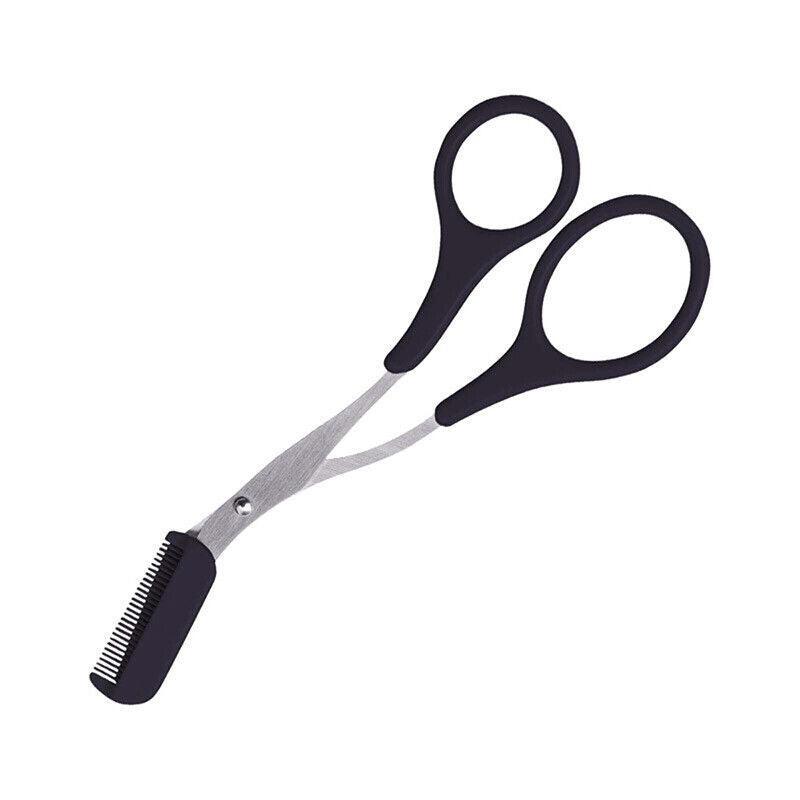 Eyebrow Scissors with Comb Stainless Steel Makeup Trimmer Beauty Tool 3 Colours - Pink