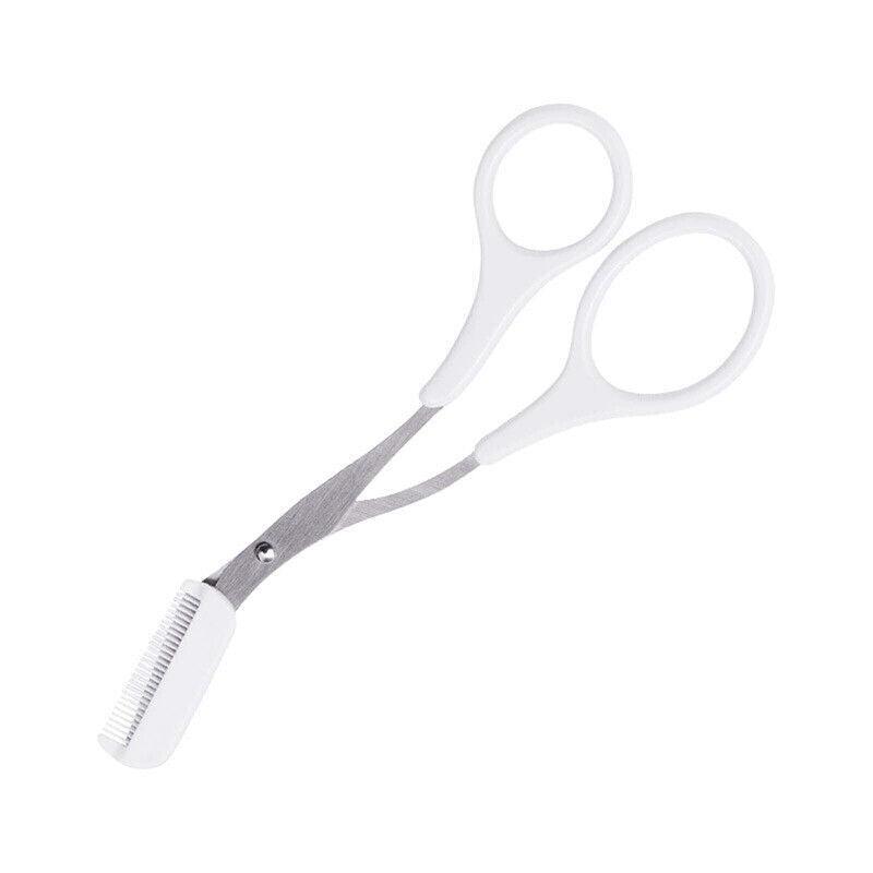 Eyebrow Scissors with Comb Stainless Steel Makeup Trimmer Beauty Tool 3 Colours - Pink