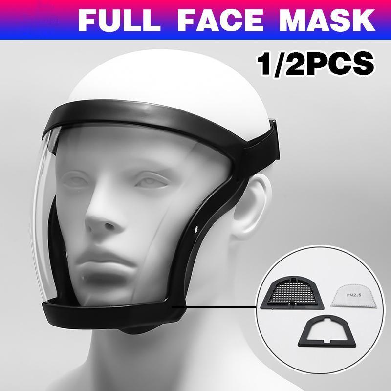 Super Protective Mask Anti-Fog Full Face Shield All-Inclusive For Men and Women - Black-2PC