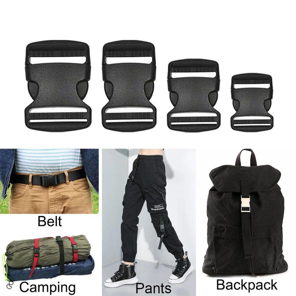 10pcs Black Plastic Buckle Clips for School Bag Backpack Strap Multifunctional - 25mm