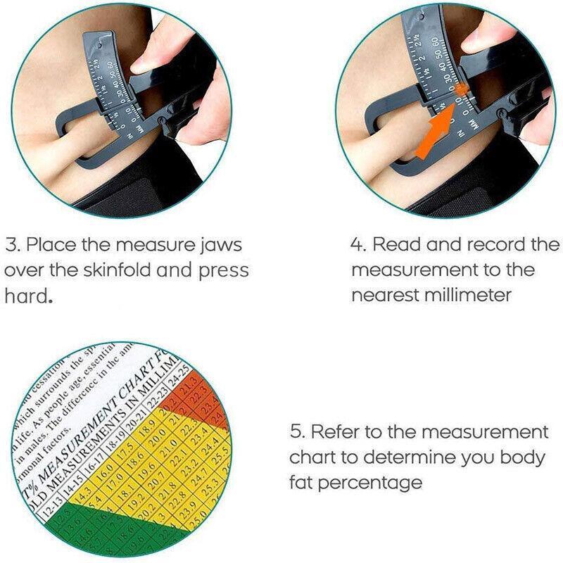 Body Fat Measurement Testing Caliper Skinfold Skin Fold Gym Weight Loss Test - White