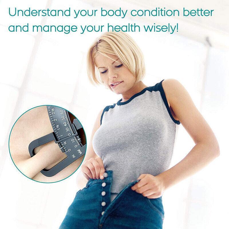 Body Fat Measurement Testing Caliper Skinfold Skin Fold Gym Weight Loss Test - White