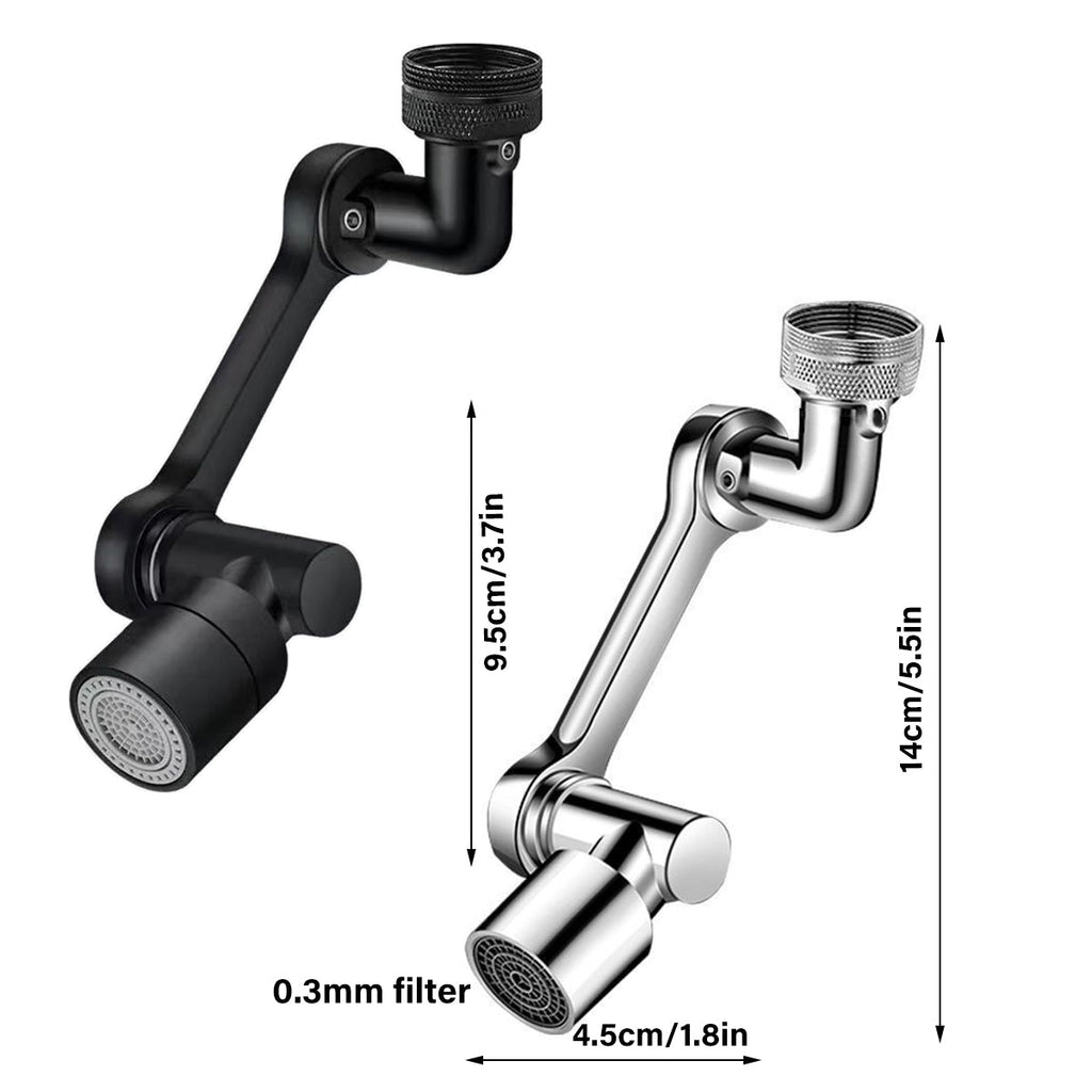 Multifunction Mechanical Arm Faucet Extender Rotatable Sink Tap Adapter Joint - Black