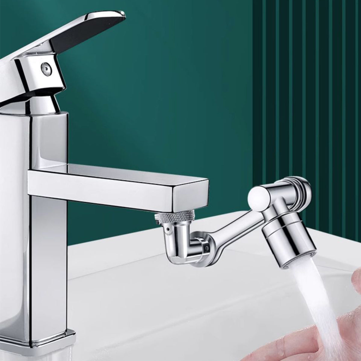 Multifunction Mechanical Arm Faucet Extender Rotatable Sink Tap Adapter Joint - Black