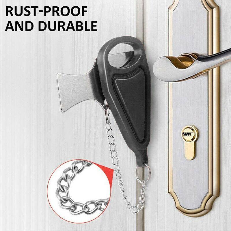Portable Door Lock Hardware Travel Hotel Home Security Addalock Anti-Intrusion Device - Black