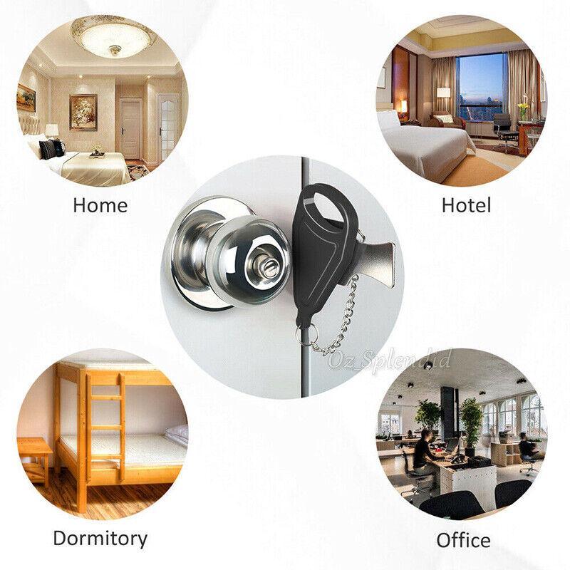 Portable Door Lock Hardware Travel Hotel Home Security Addalock Anti-Intrusion Device - Black