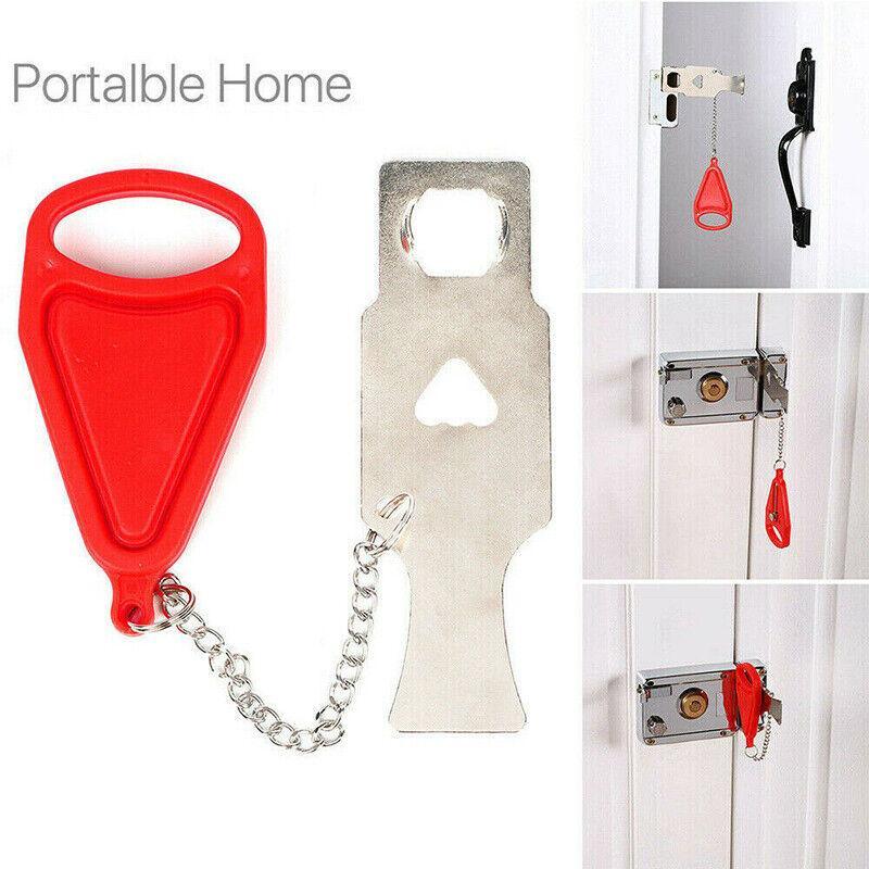 Portable Door Lock Hardware Travel Hotel Home Security Addalock Anti-Intrusion Device - Red