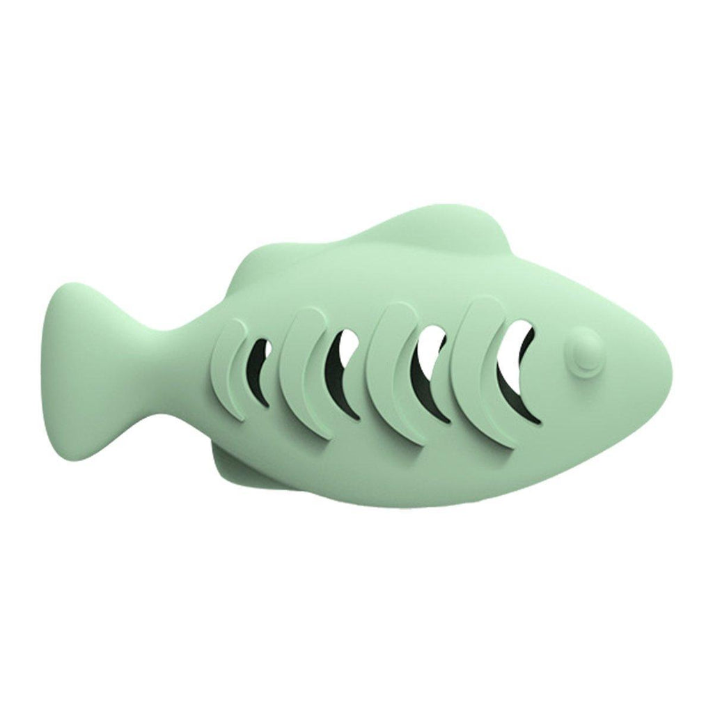 Interactive Cat Toys Fish Leaky Food Dispenser Fun Pet Play Chew Toy Durable - Green