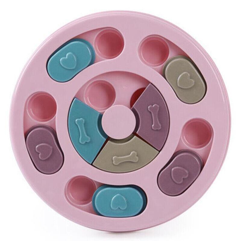 Dog Treat Dispenser Puppy Feeder Puzzle Game Interactive Toy Pet Training Supply - Pink