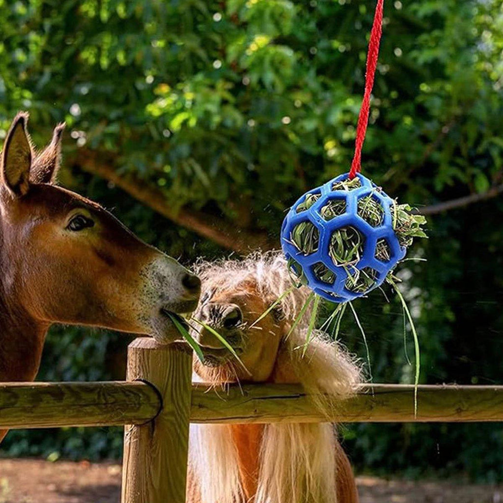 Hanging Hay Feeders Stable Feed Polo Feeding Balls Toy for Horses and Livestock - Red