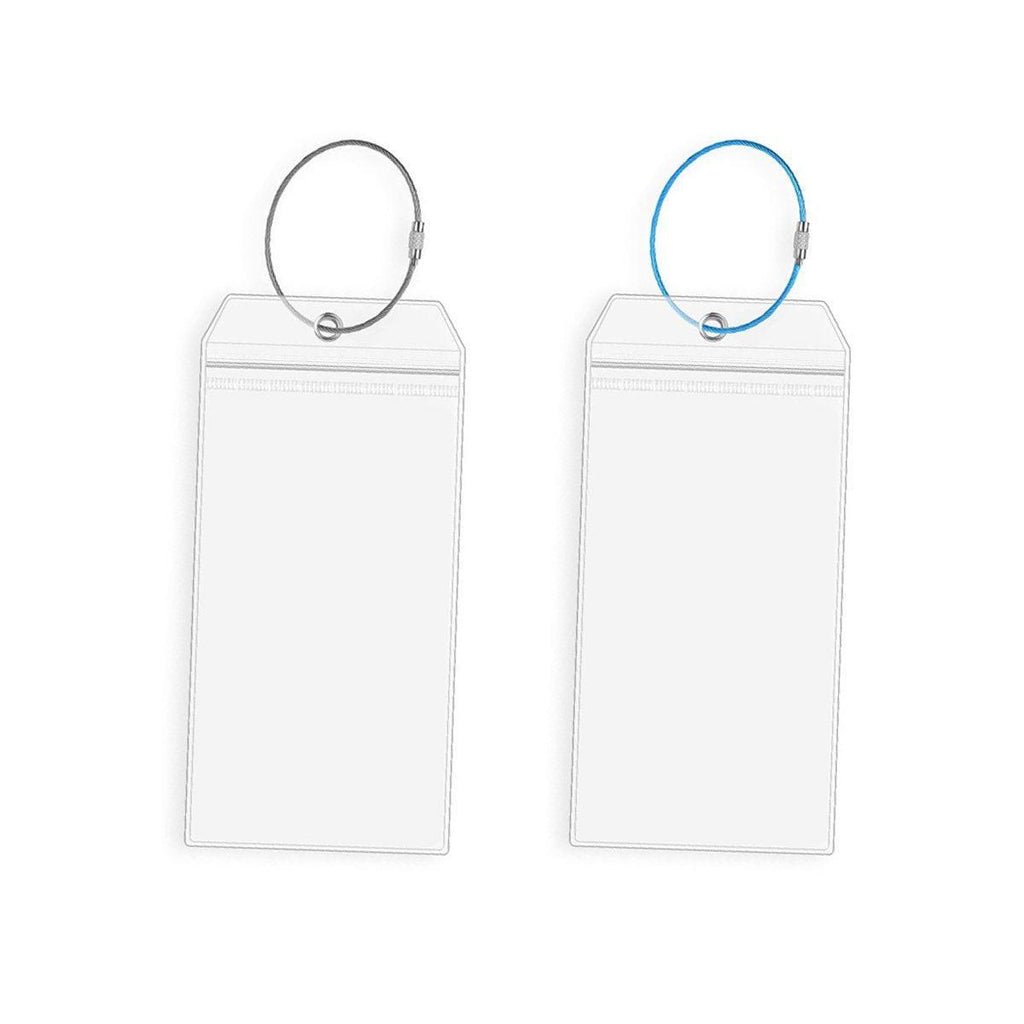 2/10PCS Cruise Ship Luggage Tags Holders Zip Pouch Keyring Steel Wire Cable - 2PCS