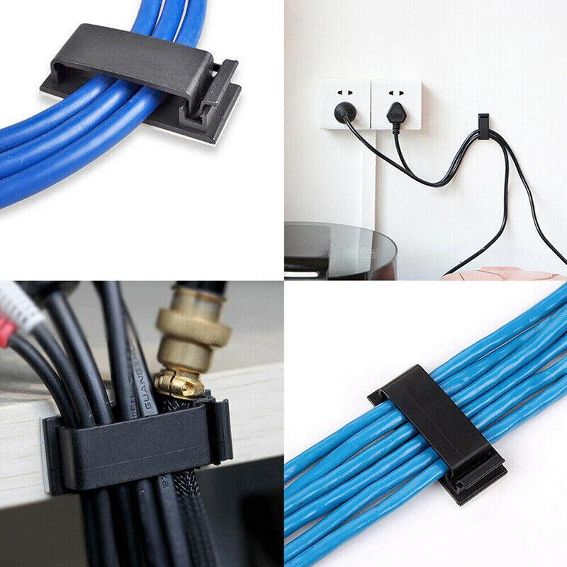 Adhesive Cable Clips Management Clamp Wire Organiser Rectangle Tidy Desk Holder