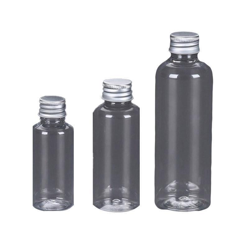 50/100pcs Clear Plastic Bottles with Aluminum Caps Liquid Dispenser Containers - 50ml-100pcs