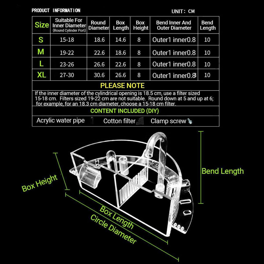 Round Fish Tank Filter Box Aquarium Trickle Box Small External Top Quiet Water Purification Three-in-One Filter - S