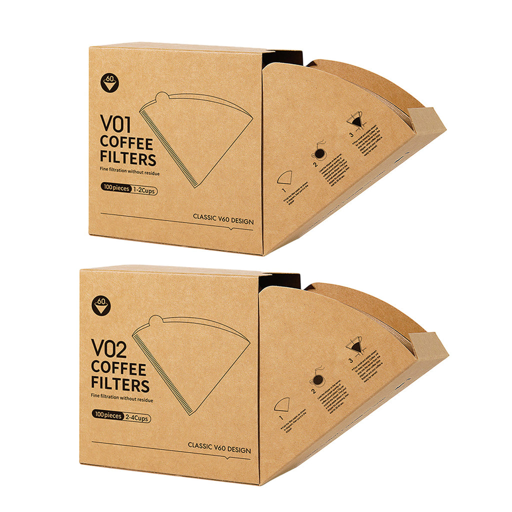 100PCS Coffee Filter Paper Drip Cone Funnel Handmade Filters for Coffee Machine - V02-100PCS