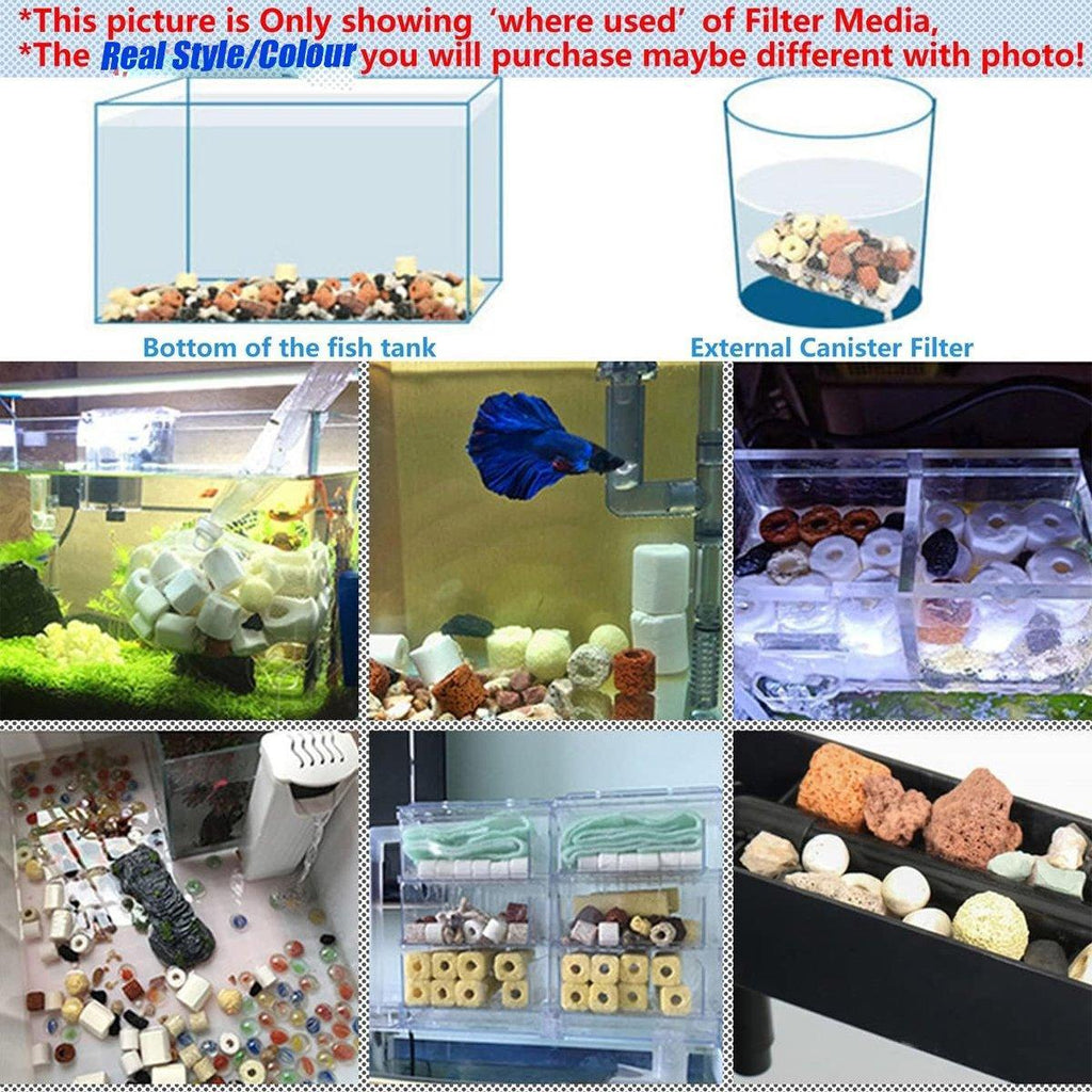 500g Fish Tank Water Filter Media Aquarium Filtration Material Sponge Pad - Bacteria Ring