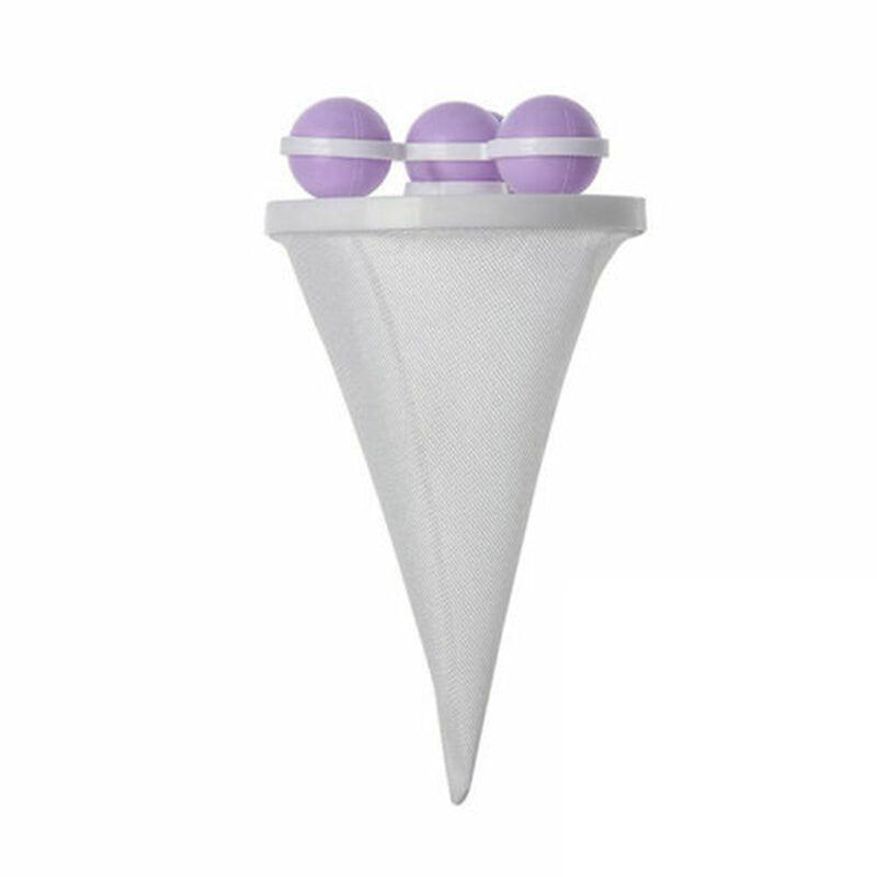 2 Pcs Reusable Hair Lint Catcher Removal Net Bag Wash Machine Float Filter - Pink