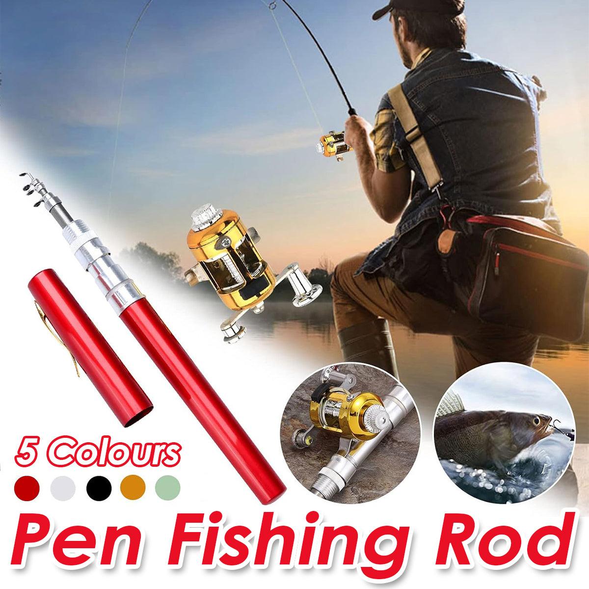 Mini Pen Fishing Rod Pocket Size Portable Telescopic Travel Fishing Pole Tool - Black