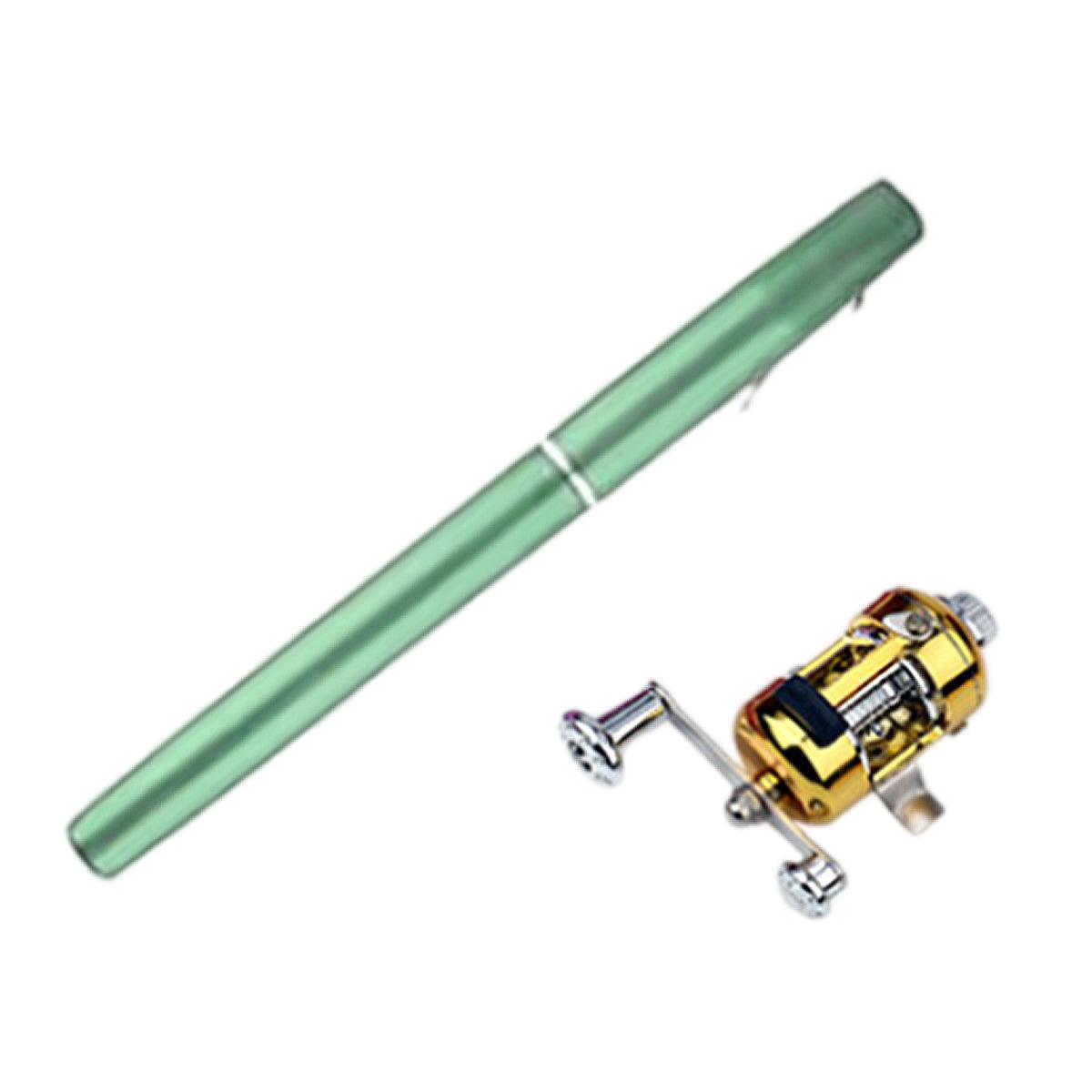 Mini Pen Fishing Rod Pocket Size Portable Telescopic Travel Fishing Pole Tool - Black